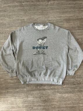 Vintage Disney Store Dopey Snow White Sweatshirt XXL Gray Embroidered Crewneck